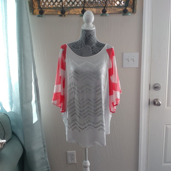 Vocal Tops - Blingy top with chevron sleeves